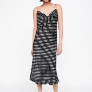 Zara Black & White Polka Dot Midi Slip Dress Sz XS